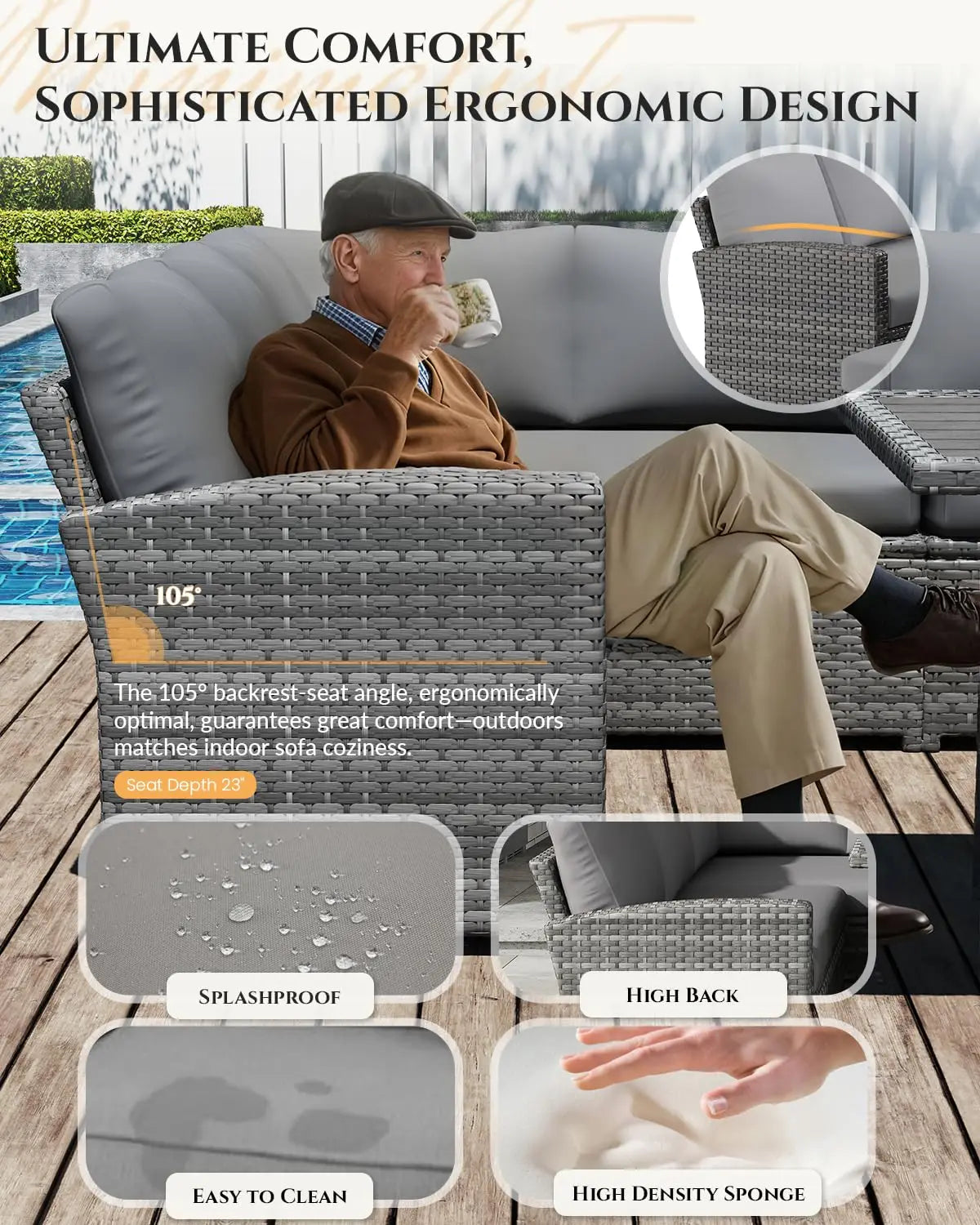 Outdoor Sofa Set, All Weather Wicker