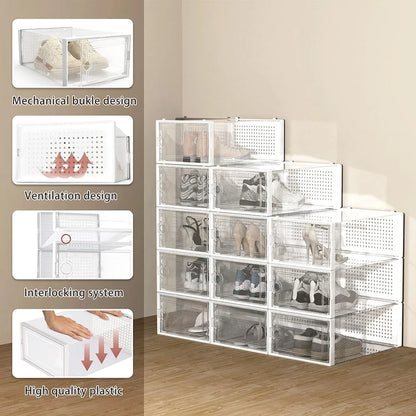 Transparent Plastic Stackable Shoe Storage Boxes