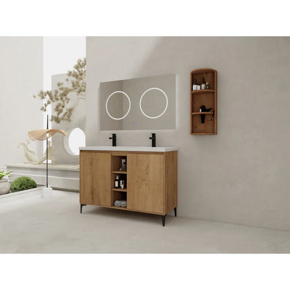 48" Freestanding Bathroom Vanity With Double Sink and Storage Rack, Soft Close Doors,Combination Cabinet(KD-Packing)