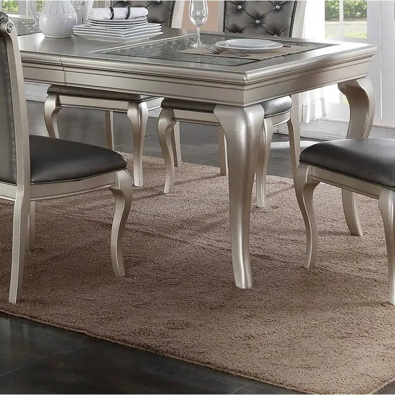 7pc Rect. Glass Dining Table Set w/ Chairs