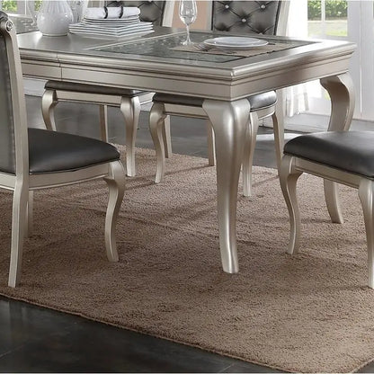 7pc Rect. Glass Dining Table Set w/ Chairs