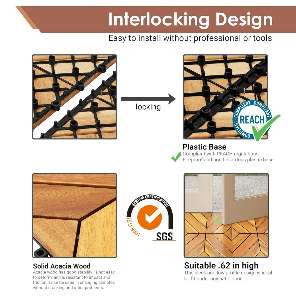 Acacia Interlocking Deck Tiles