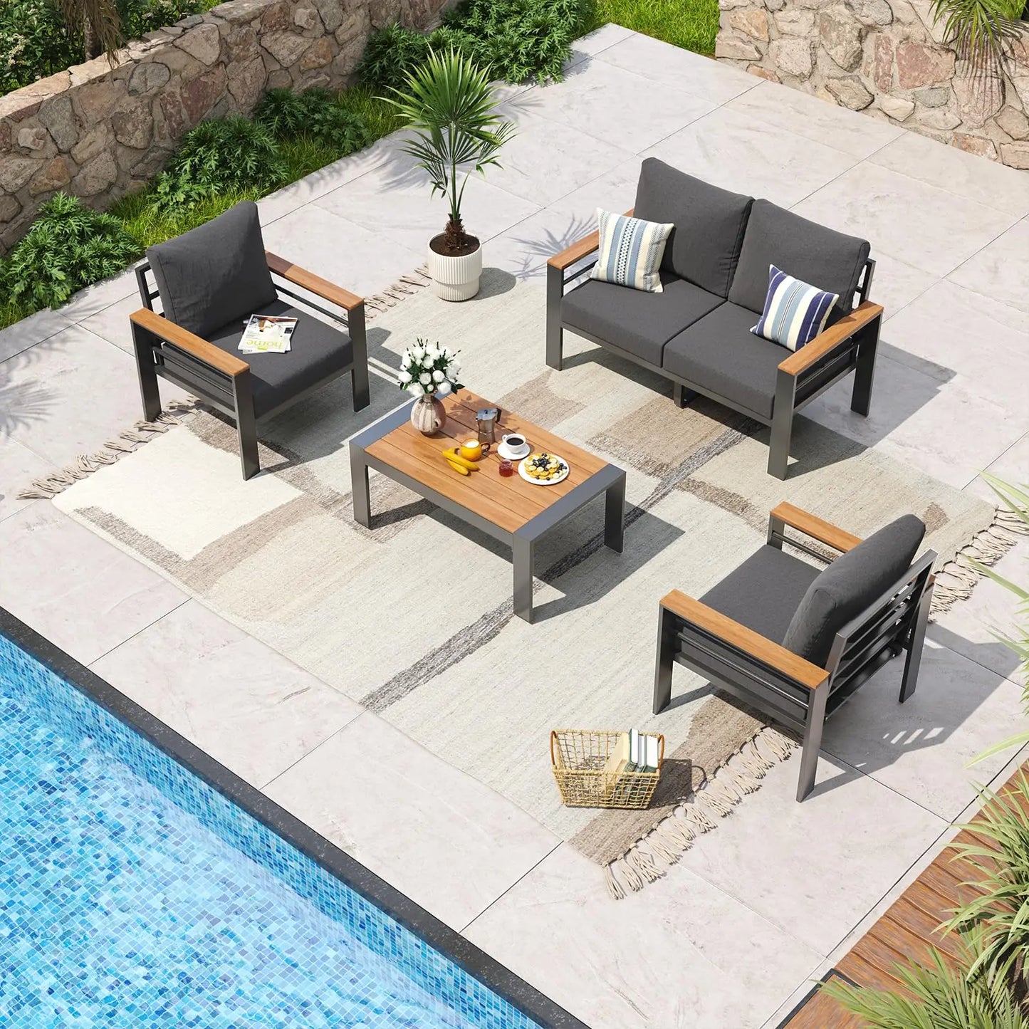 Patio Furniture Set Oversized Outdoor Sectional with, Coffee Table