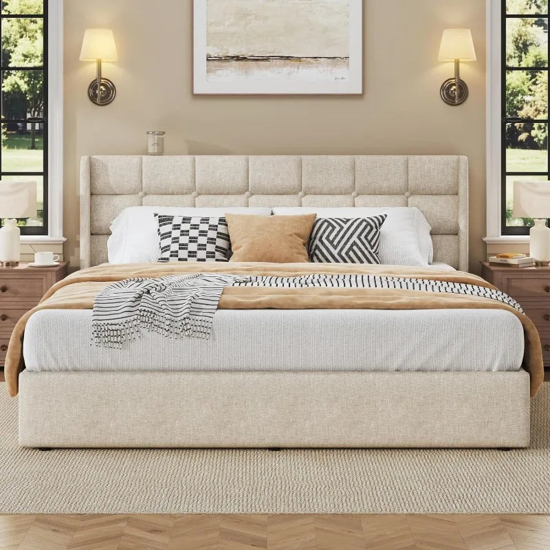 Lift Up Storage, Upholstered Platform Bed