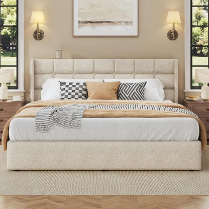 Lift Up Storage, Upholstered Platform Bed