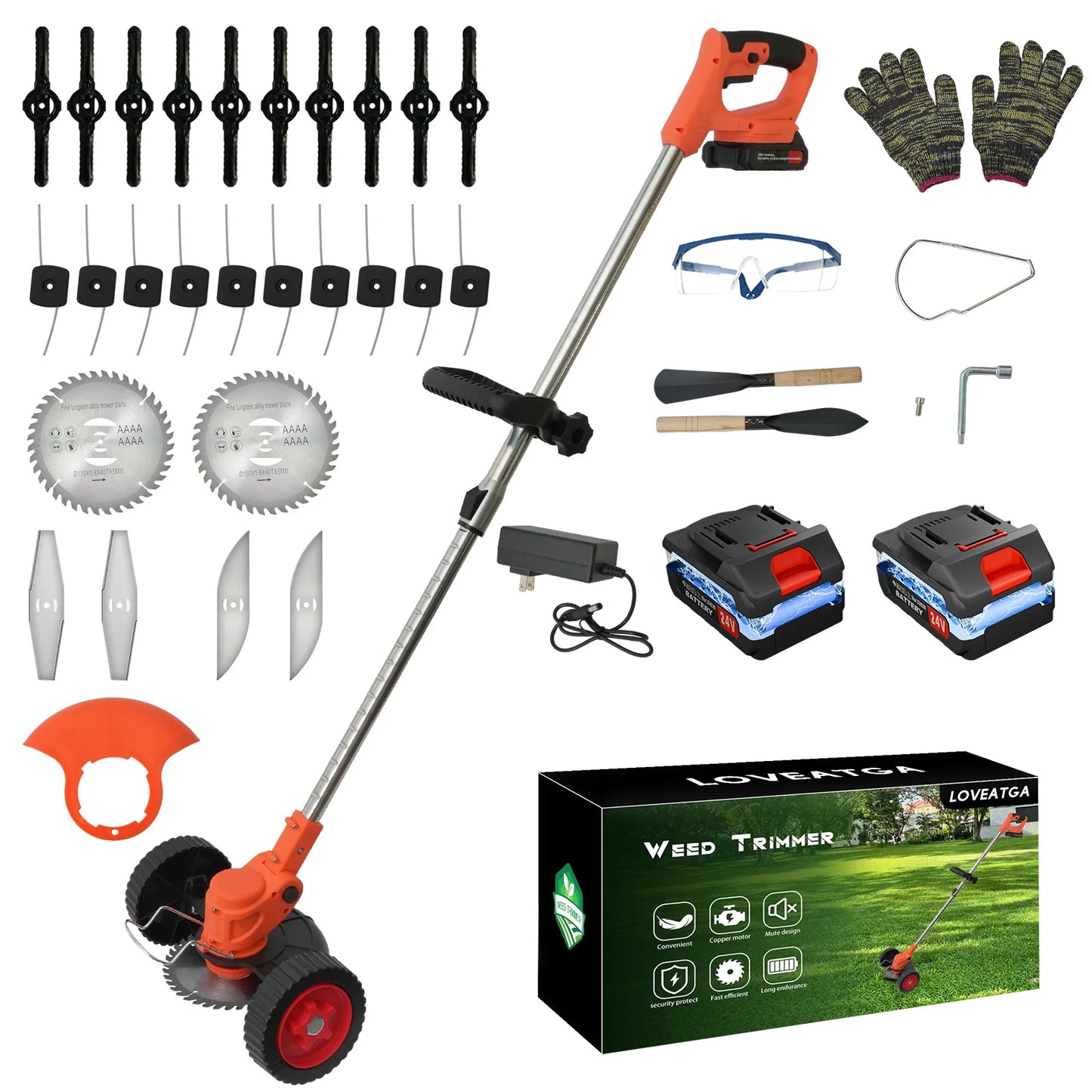Electric Grass Trimmer Electric Lightweight with Battery Charger