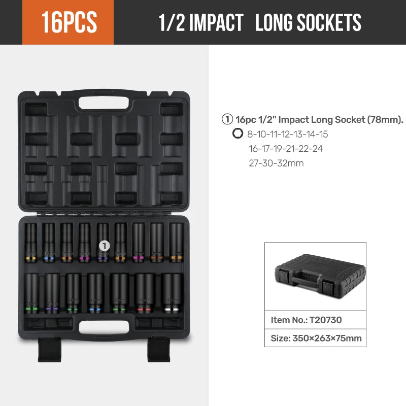 1/2" Drive Deep Impact Socket Set