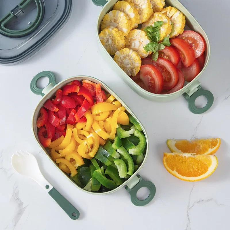 Bento box lunch box, stackable, leak-proof, portable, microwave safe