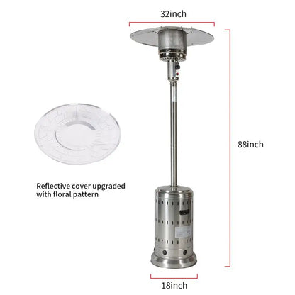 Propane Patio Heater with Wheels & Cover, Stainless Steel