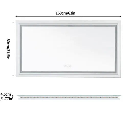 Illuminated Bathroom Mirror, Front and Backlit Lights