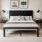 Bed Frame with Upholstered Headboard, No Box Spring Needed