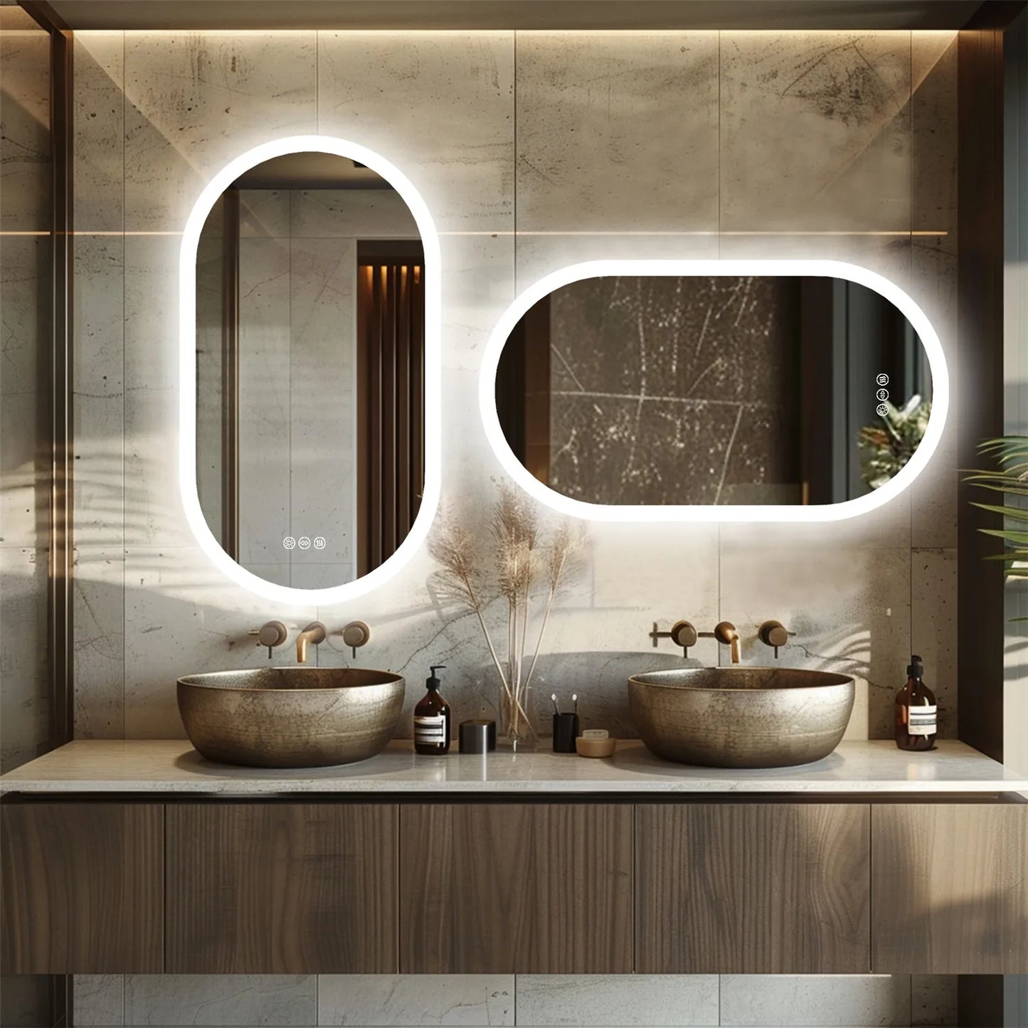 Bathroom Mirror: Oval, Dimmable, Anti-Fog