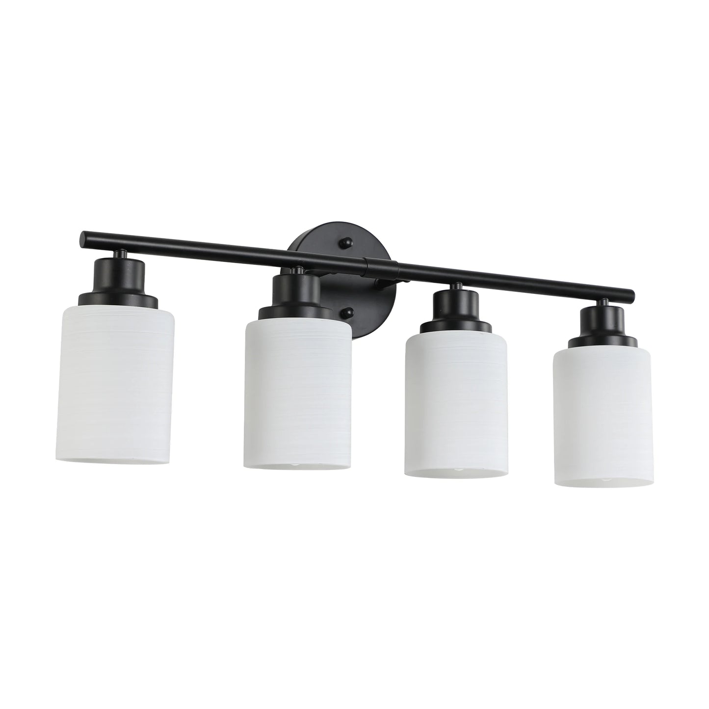 Bathroom Mirror Light, Frosted White Glass Lampshades with Black Iron Frame