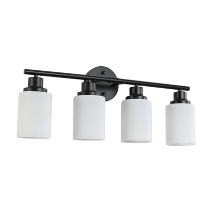Bathroom Mirror Light, Frosted White Glass Lampshades with Black Iron Frame