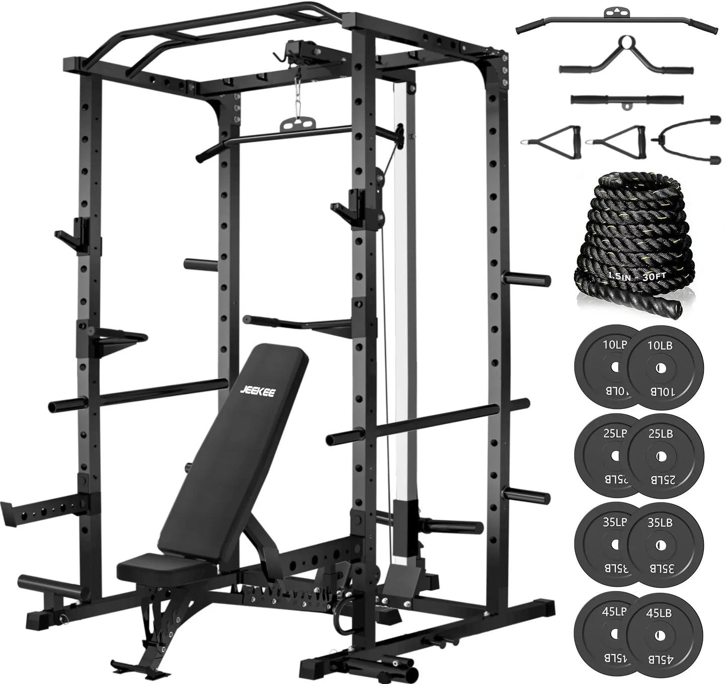 Multi-Functional Power Rack with Cable System