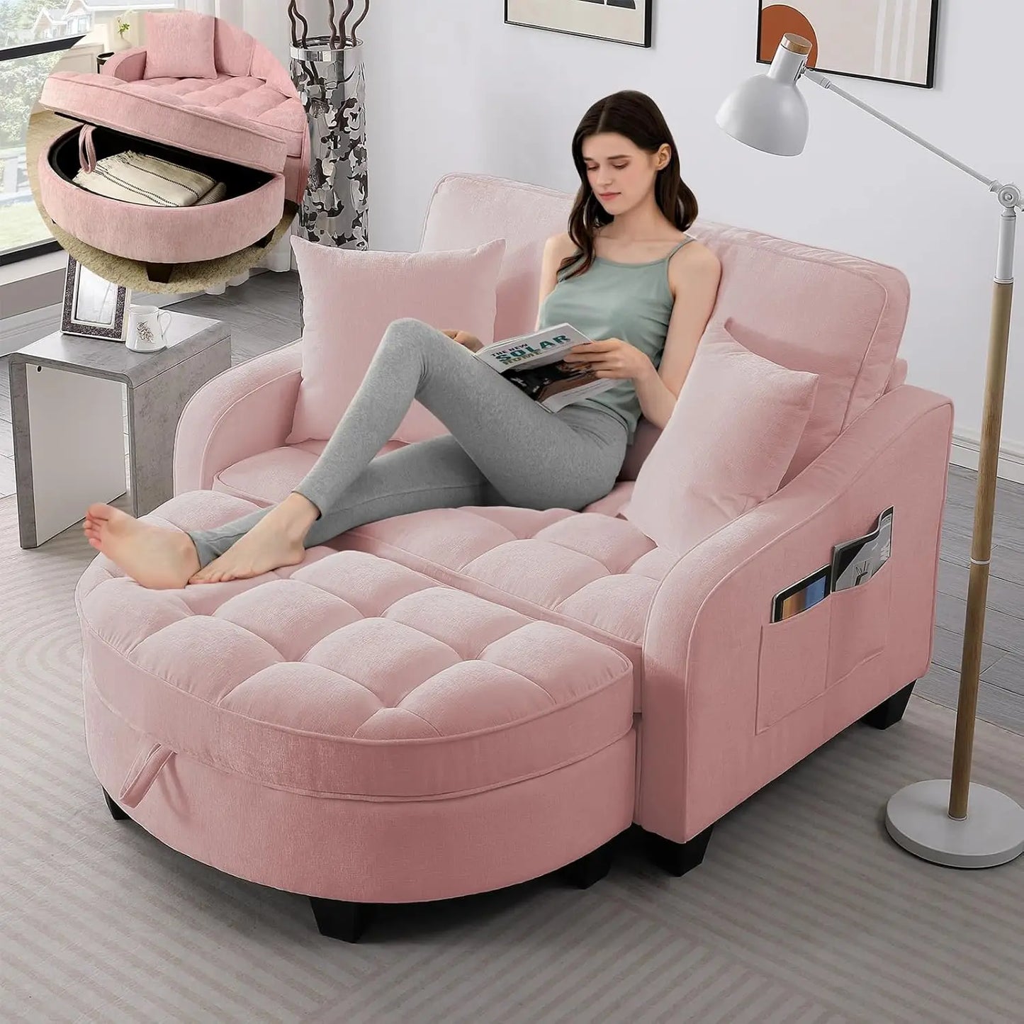Chaise Lounge Chair Indoor with Ottoman