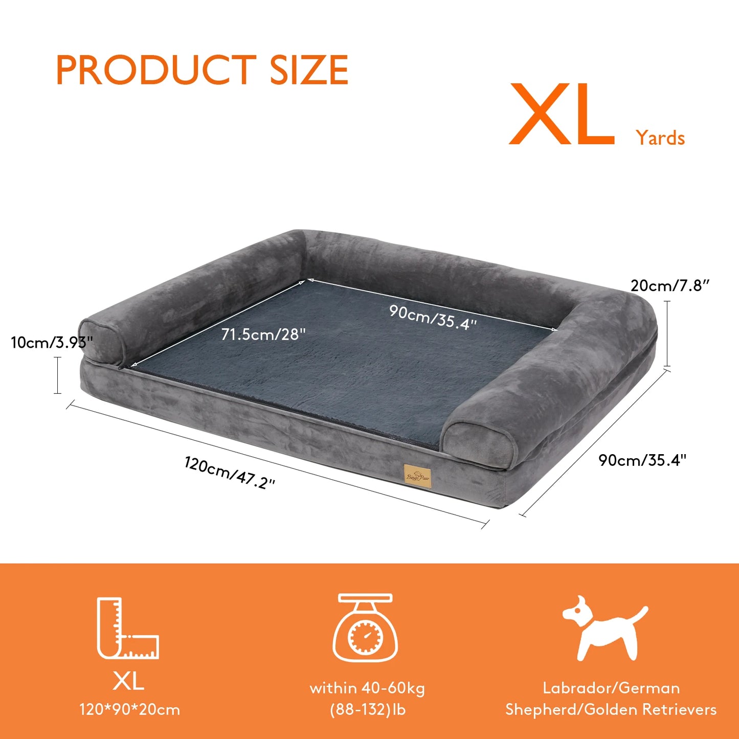 Dog Bed with Removable Washable Cover Soft Sponge Foam