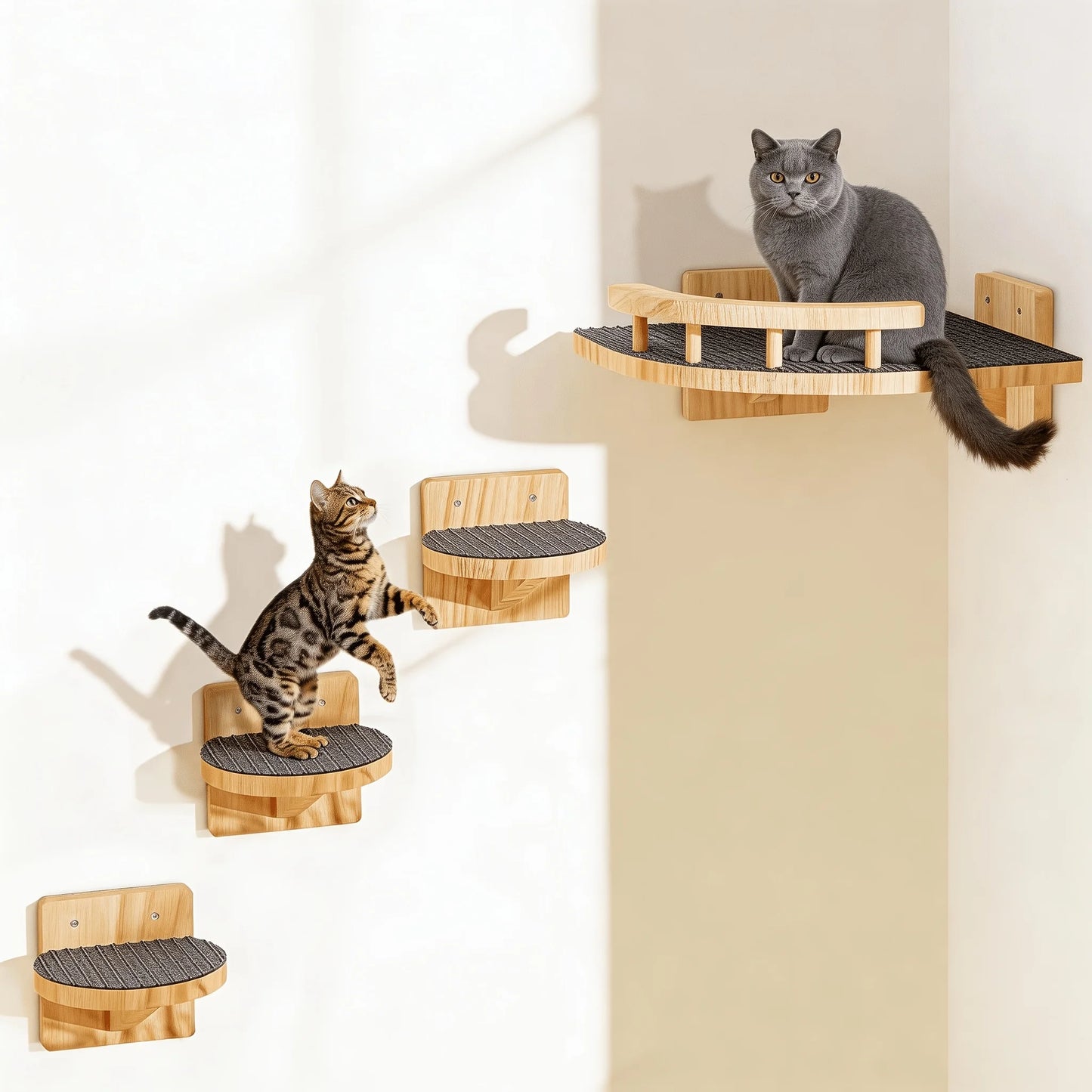 Cat Wall Shelves with Climbing Ladders & Multi-Level Cat Bed Hammock