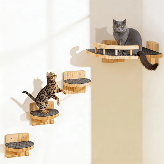 Cat Wall Shelves with Climbing Ladders & Multi-Level Cat Bed Hammock