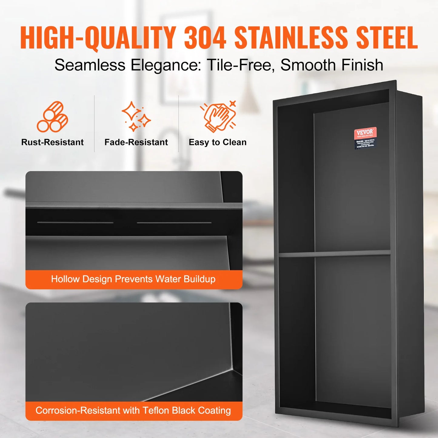 No Tile Shower Niche 304 Stainless Steel