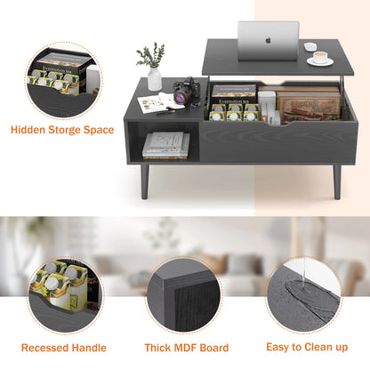 Lift Top Coffee Table  Wood Adjustable Storage Shelf Easy Lift Or Lower