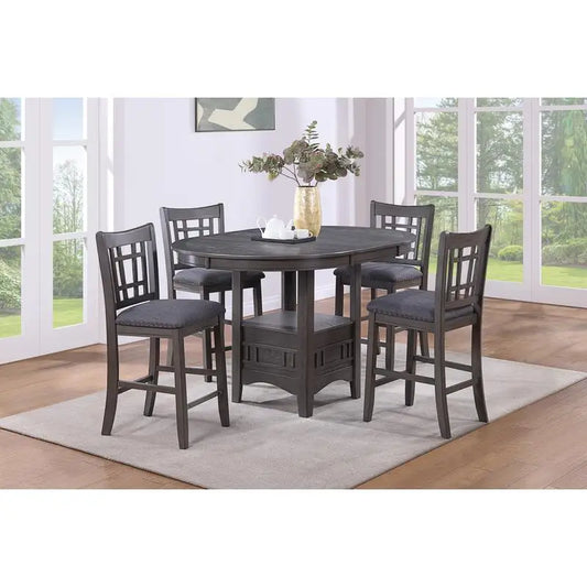 Counter Height Dining Set, Round Table with 4 Side Chairs