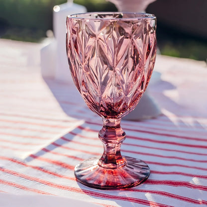 Wine Glasses Set of 12, Unique Pattern High Clear Stemmed Glassware