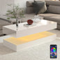 Coffee Table with LED lights, Double-Layer Design with Storage Drawers
