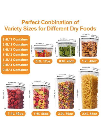 42pcs Sealed food storage containers with LIDS, grain, flour, sugar, labeled