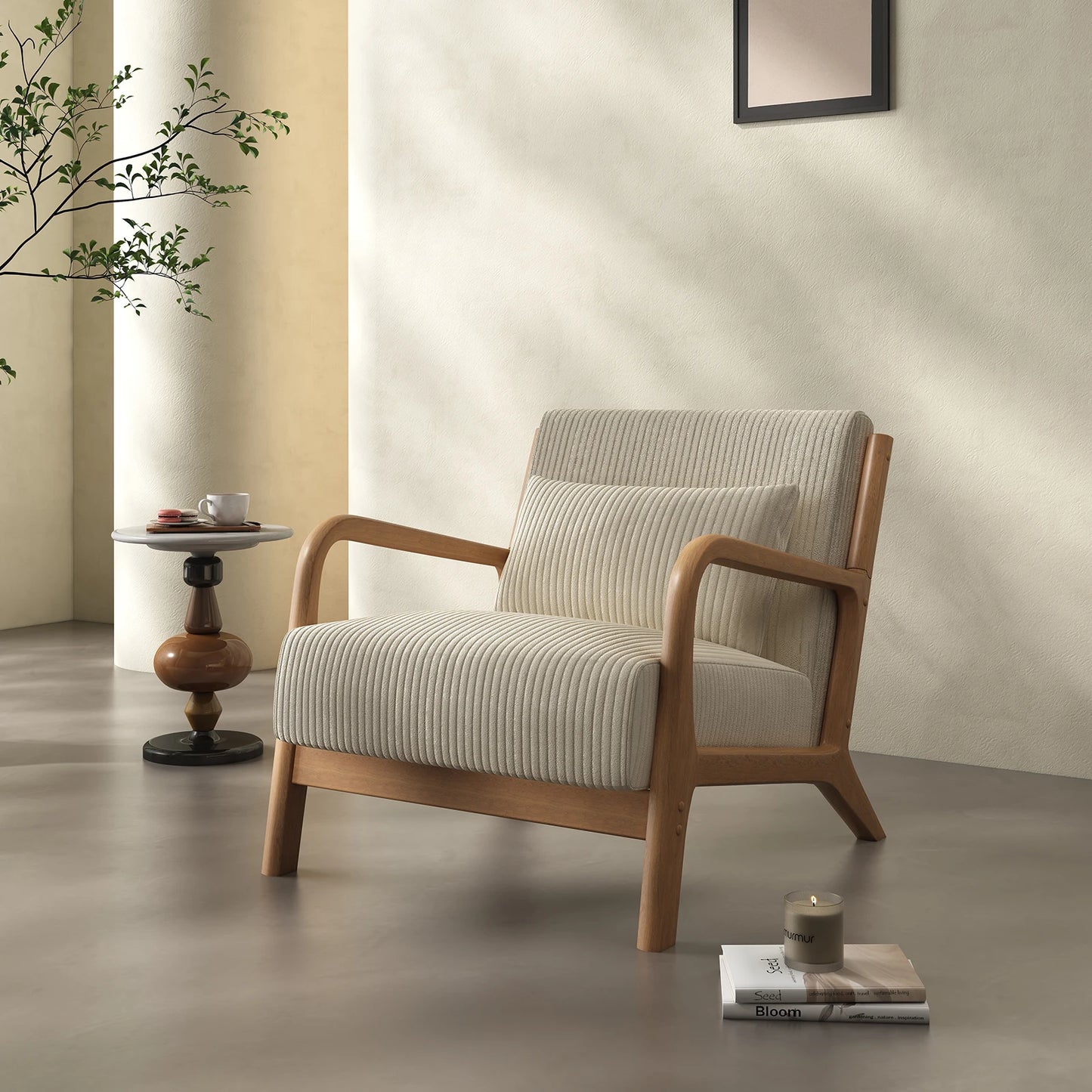Accent Chair, with Solid Wood Frame