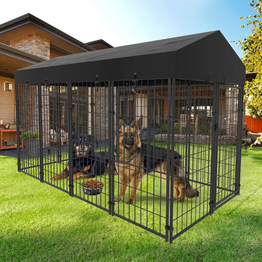 Outdoor Pet Kennel, With High Fence, & Roof