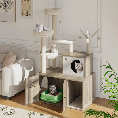 Cat Condo, Scratching Posts & Litter Cabinet For Indoor Cats