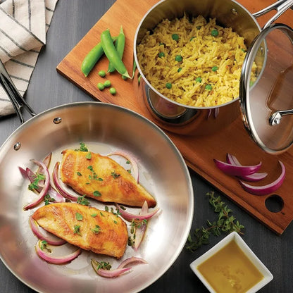 Stainless Steel 14-Piece Cookware Set with Glass Lids, Induction-Ready