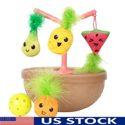 Cat Toy Fruit Bowl with 5 Interactive Toys & Jingle Ball