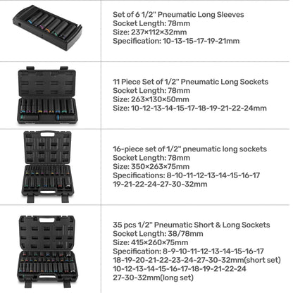 1/2" Drive Deep Impact Socket Set