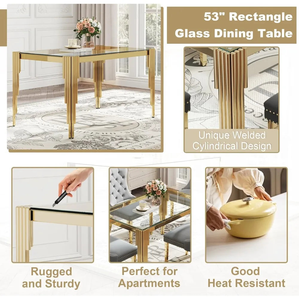 Glass Dining Table Set for 4
