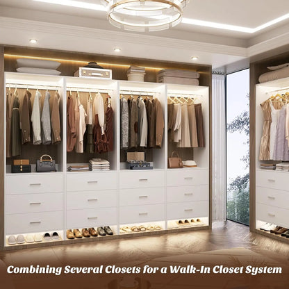 8FT Wood Closet Organizer System with Hanging Rods