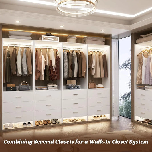 8FT Wood Closet Organizer System with Hanging Rods