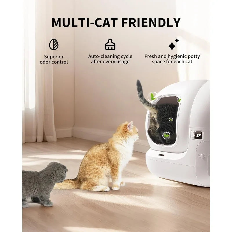 Automatic Self-Cleaning Cat Litter Box, App Control with Safety Sensors, Odor Free