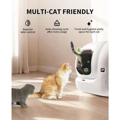 Automatic Self-Cleaning Cat Litter Box, App Control with Safety Sensors, Odor Free