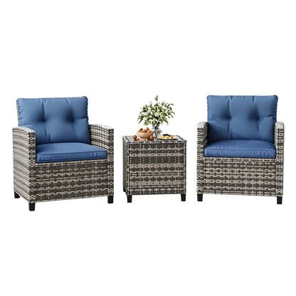 3-Piece Wicker Patio Furniture Rattan With Coffee Table