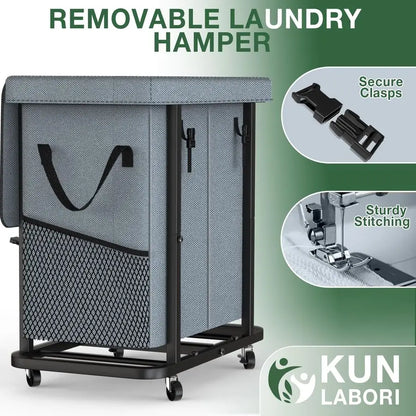 Gal190L High Grade Large Laundry Basket with Wheels, Rolling Laundry Hamper, Laundry Cart with Metal Frame and Removable Bag Des