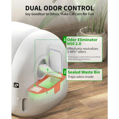 Automatic Self-Cleaning Cat Litter Box, App Control with Safety Sensors, Odor Free