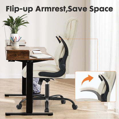 Office Chair with Flip-up Arms, Leather