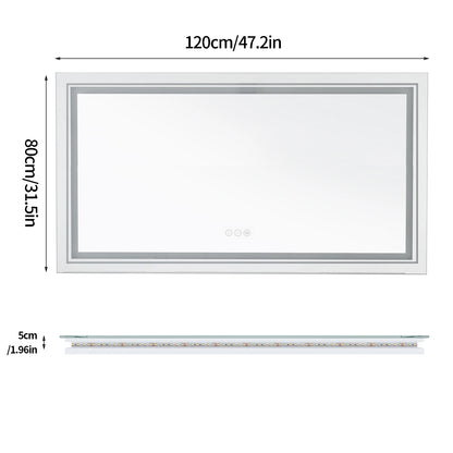 Illuminated Bathroom Mirror, Front and Backlit Lights