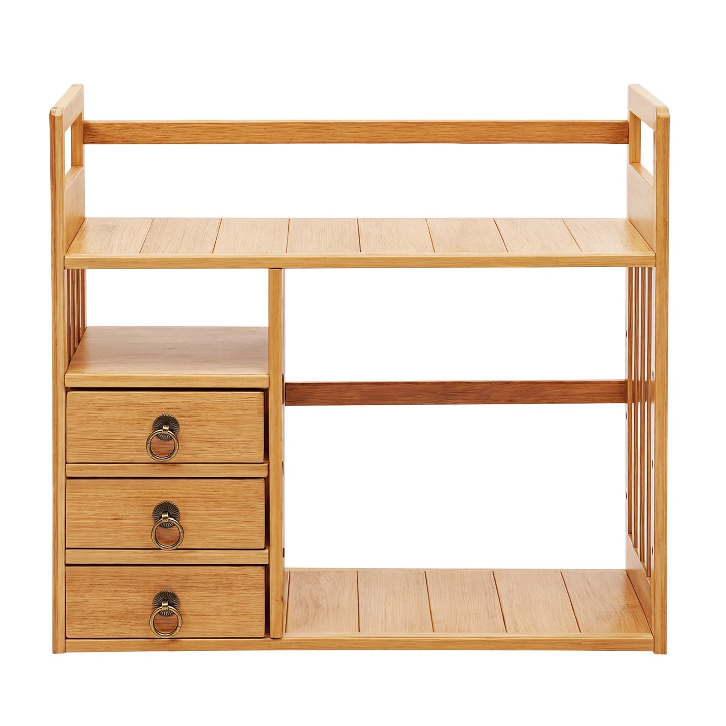 Desktop Organizer Book Shelf Office Storage Rack Wood with Drawers - Birthday Gifts - Natural Stand Shelf Rectangular