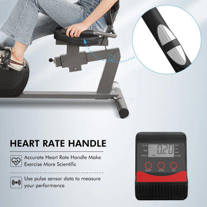 Recumbent Stationary Exercise Bike Large Comfortable Seat Heart Rate Handle