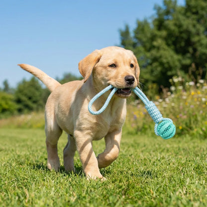 Rope & Rubber Dog Chew Ball, Treat Dispenser