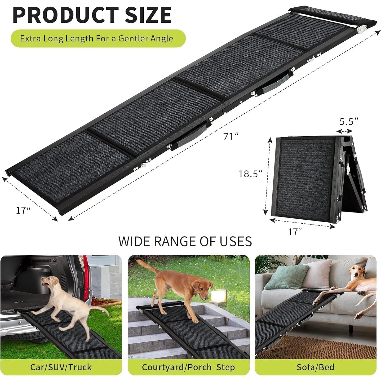 Folding Pet Ramp With Non-Slip Surface