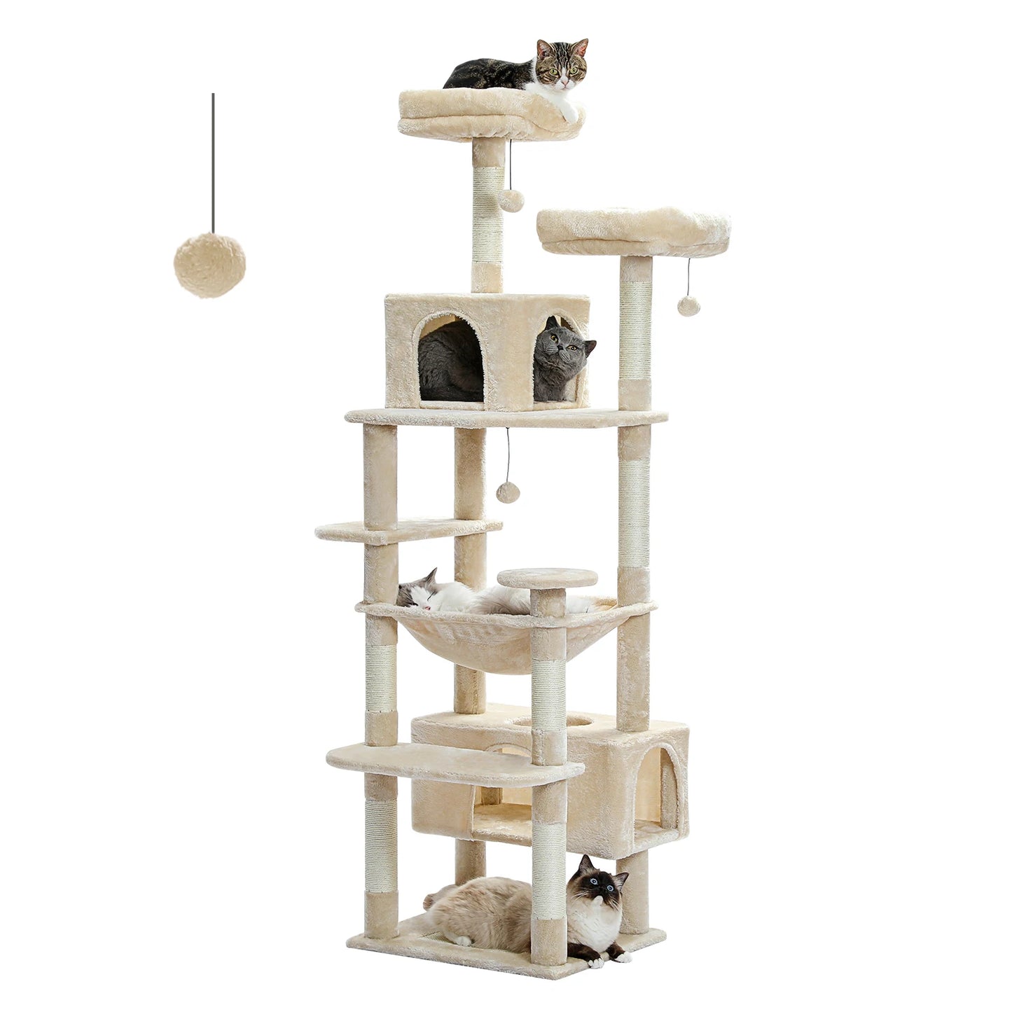Cat  Tree & Tower for Indoor Cats With Scratching Posts, Hammock, Padded Perches, and Condos